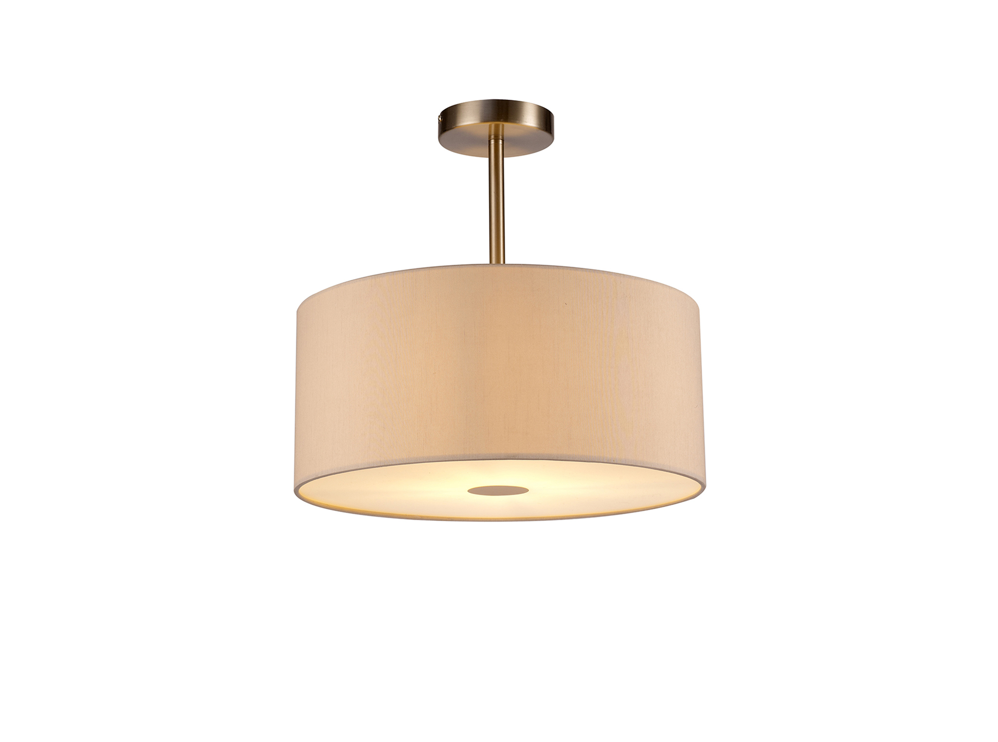 Baymont 40cm Semi Flush 1 Light Satin Nickel, Nude Beige/Moonlight, Frosted Diffuser DK0256  Deco Baymont